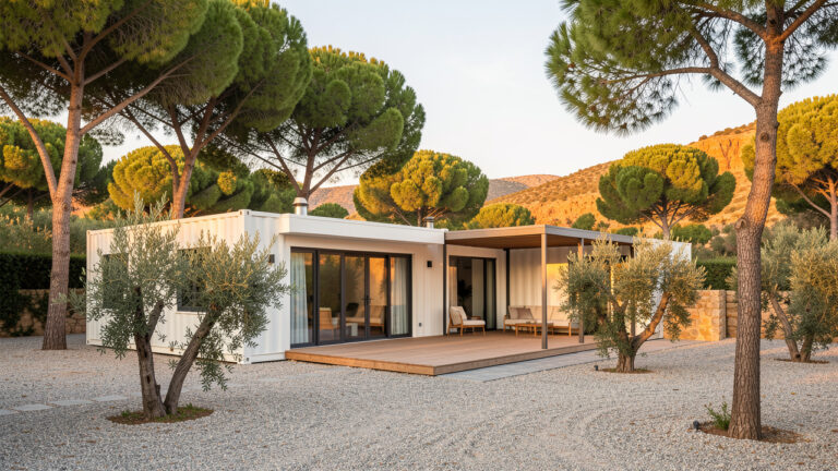 Maison container contemporaine installée dans un paysage méditerranéen de l’Est du Var.